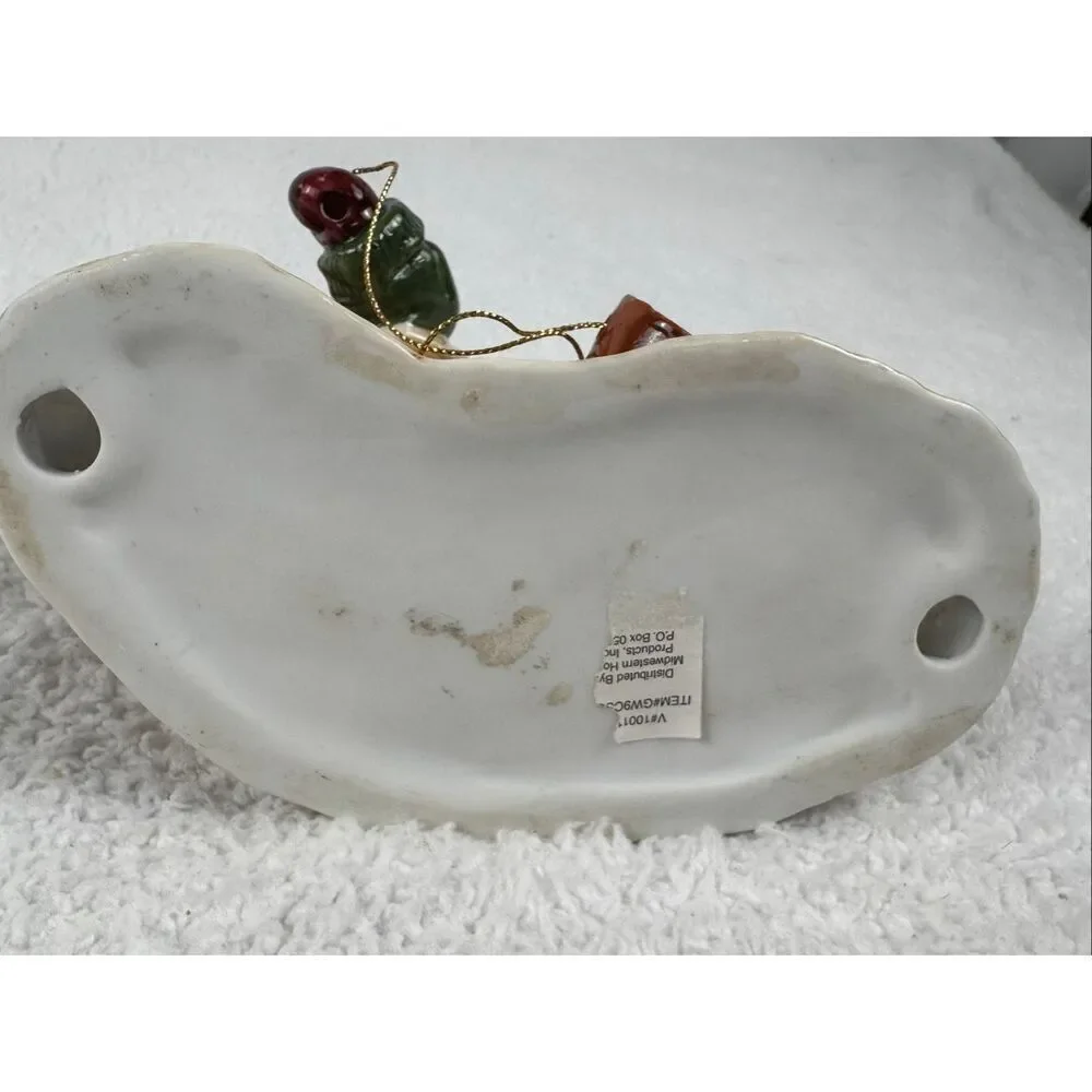 Christmas Teddy Bear Pulling Sled Porcelain Figure